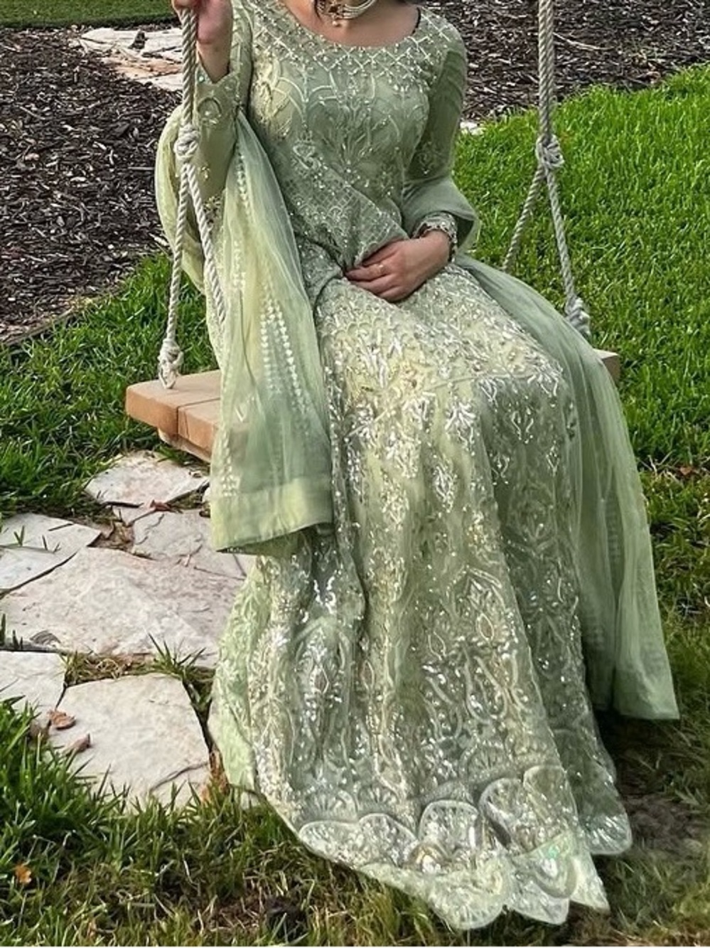 Sage green Pakistani dress